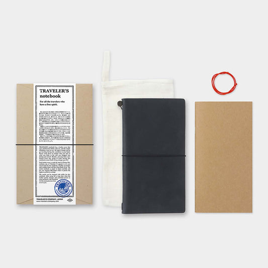 TRAVELER'S notebook Regular Size nero con custodia, refill ed elastico di ricambio