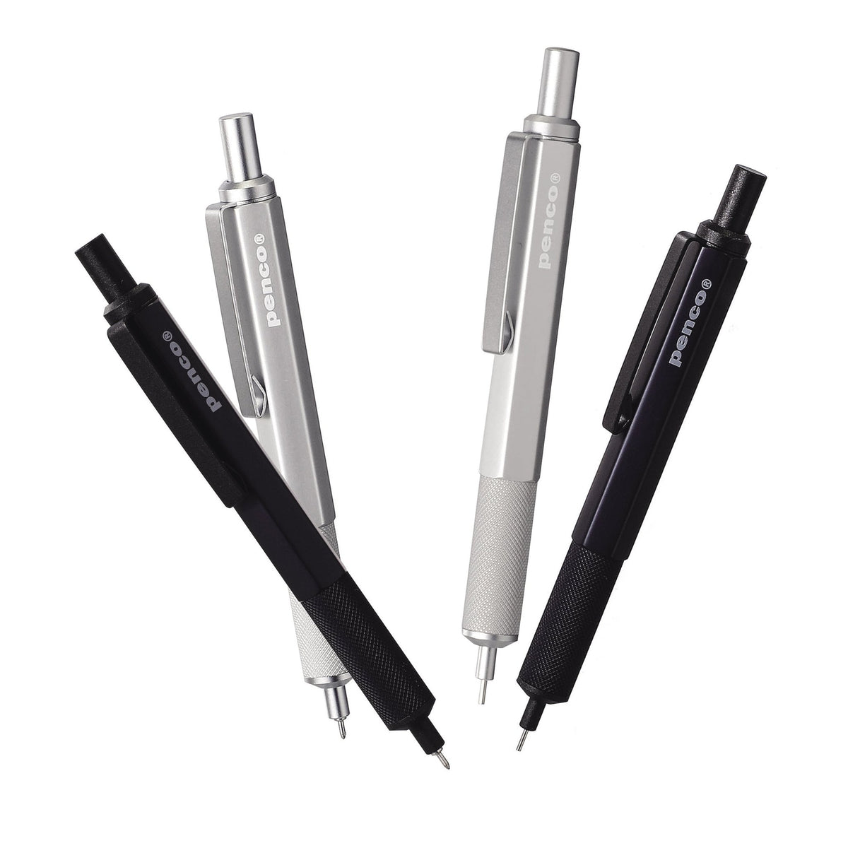 Penco Drafting Ballpoint Pen nei colori nero e argento