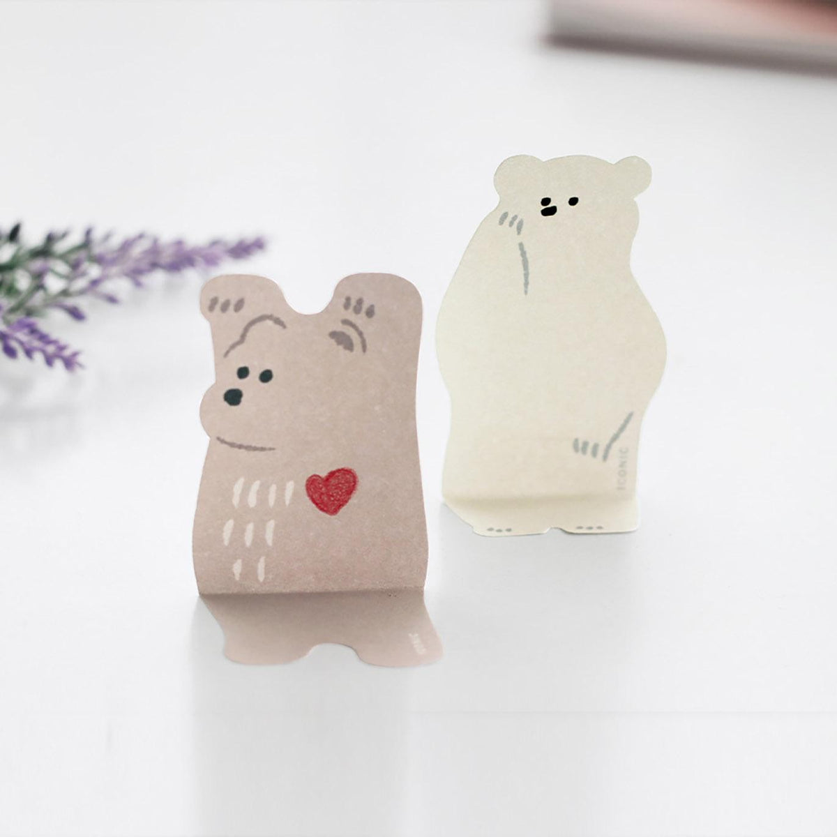ICONIC Sticky Note Orso Bruno con nota adesiva illustrata e orso bianco