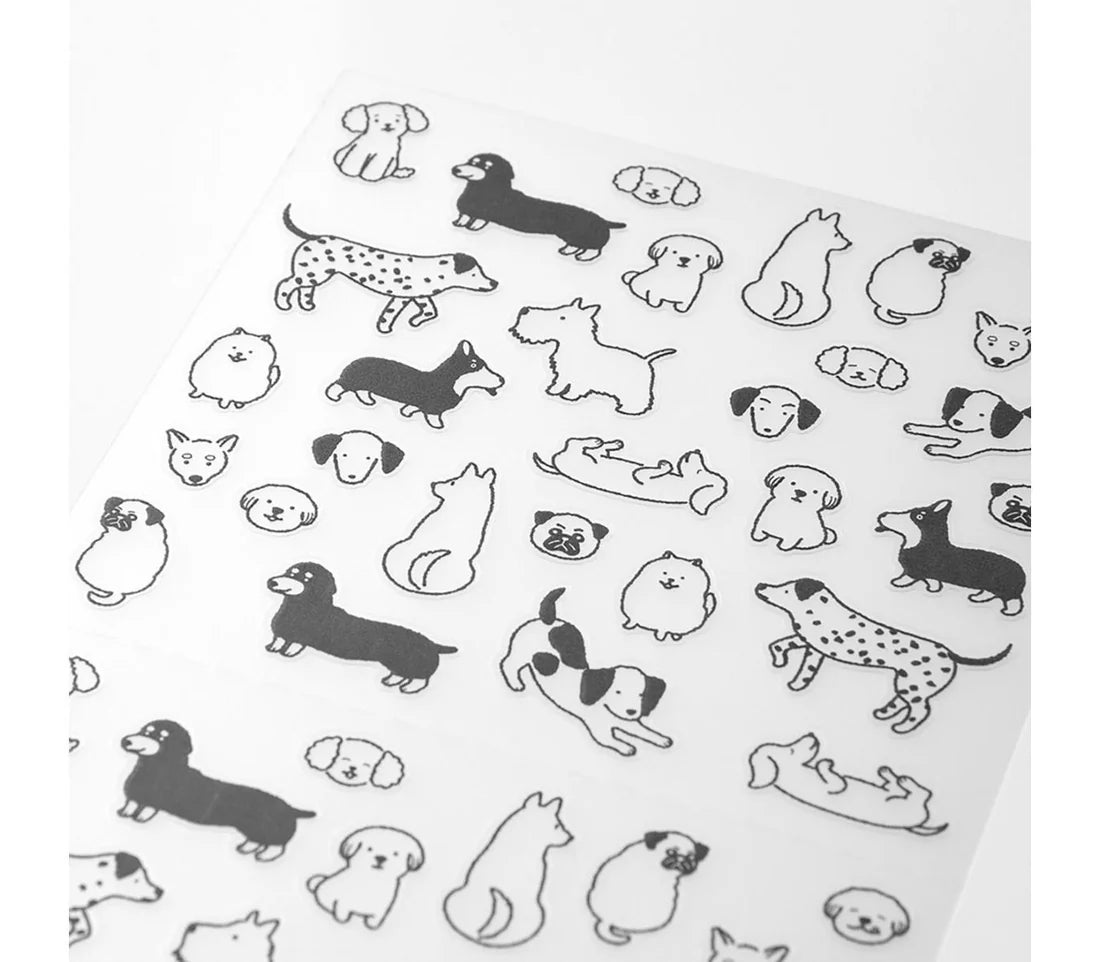 Sticker Midori Chat Dogs utilizzati per decorare e annotare un planner