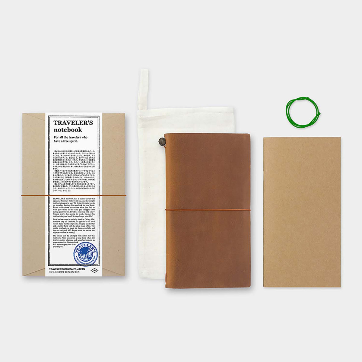 TRAVELER'S notebook Regular Size Camel con contenuto completo dello Starter Kit