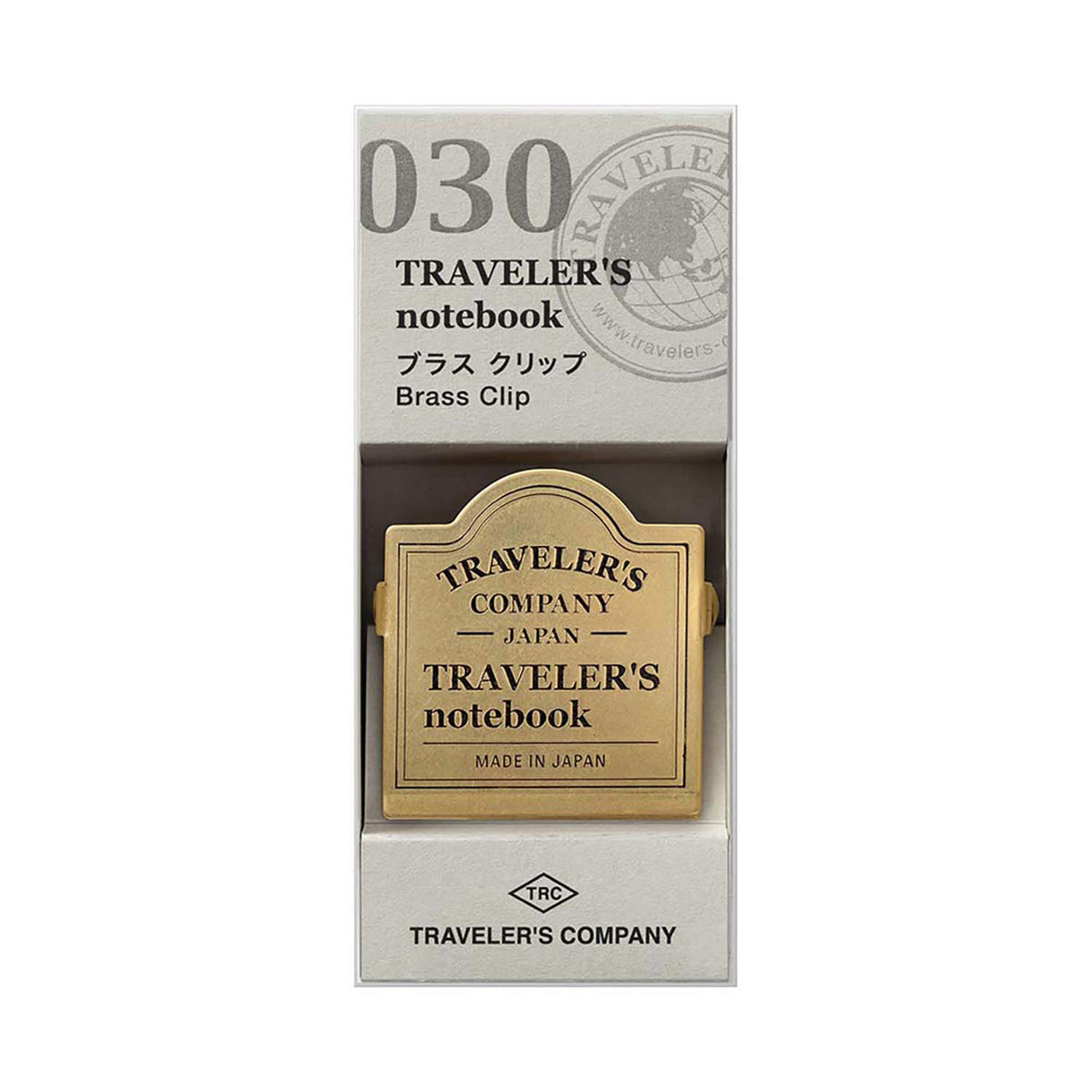 TRAVELER'S notebook Brass Clip TRC Logo nella confezione originale