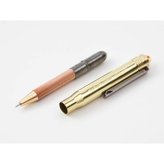 TRC BRASS Ballpoint Pen aperta con corpo in ottone e impugnatura in legno